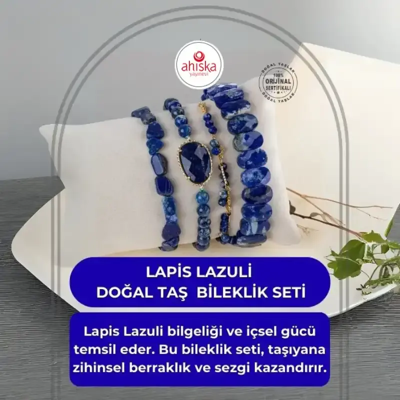 Lapis Lazuli Doğal Taş Kadın Bileklik Seti - 2