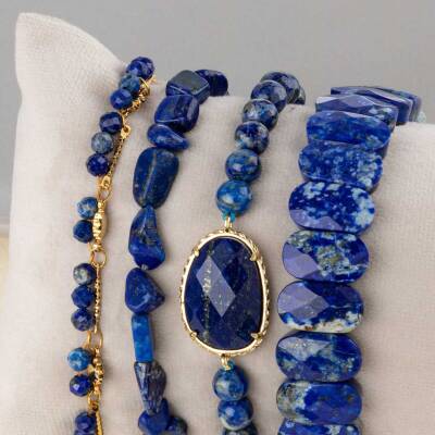 Lapis Lazuli Doğal Taş Kadın Bileklik Seti - 3