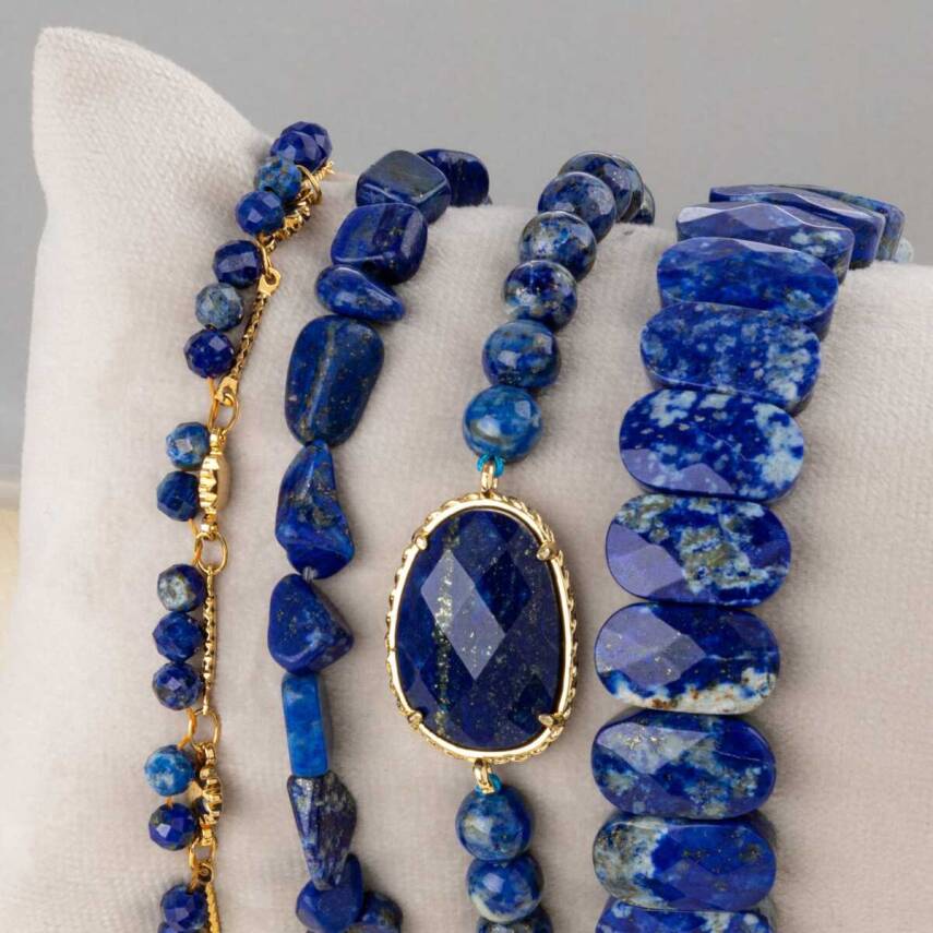 Lapis Lazuli Doğal Taş Kadın Bileklik Seti - 3