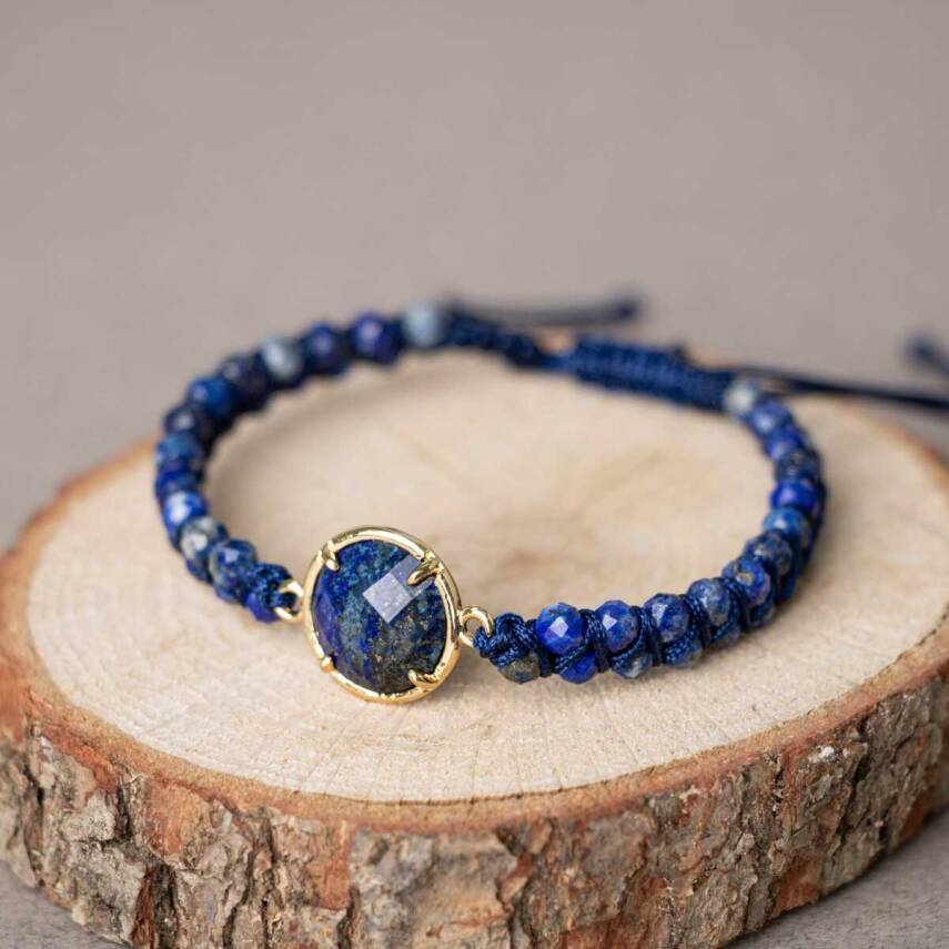 Lapis Lazuli Doğal Taş Makrome Bileklik - 2