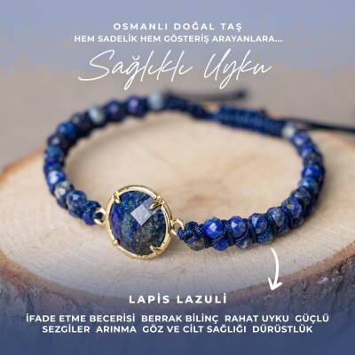 Lapis Lazuli Doğal Taş Makrome Bileklik - Osmanlı Doğaltaş