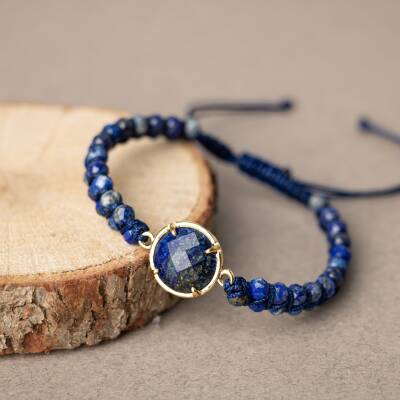 Lapis Lazuli Doğal Taş Makrome Bileklik - 2