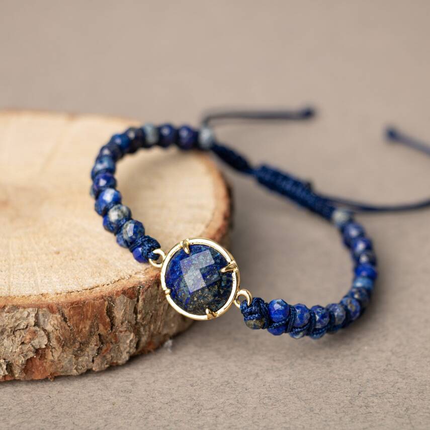 Lapis Lazuli Doğal Taş Makrome Bileklik - 2