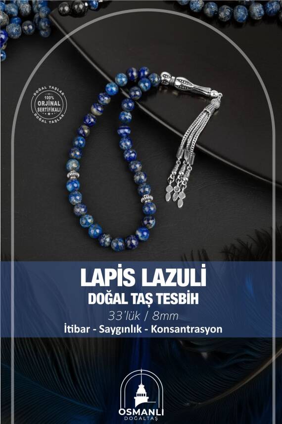 Lapis Lazuli Doğal Taş Tesbih 33lük - 8mm - 1