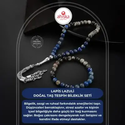 Lapis Lazuli-Jasper Doğal Taş Tesbih Bileklik Seti - Doğal Taş (1)