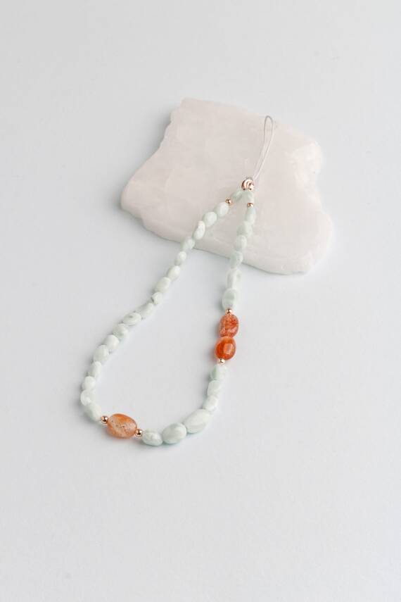 Larimar, Güneş Taşı Doğal Taş Telefon İpi - 4