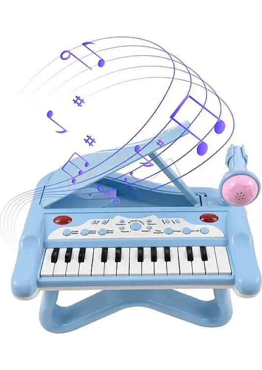 Learning Fun 25 Tuşlu Mikrofonlu Eğitici Çocuk Piyano Seti Mavi - 1