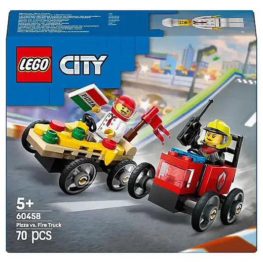 Lego City Pizza Arabası İtfaiye Kamyonuna Karşı Yarış Arabası Paketi 60458 - 12