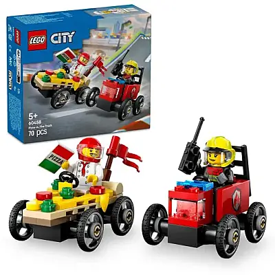 Lego City Pizza Arabası İtfaiye Kamyonuna Karşı Yarış Arabası Paketi 60458 - 13