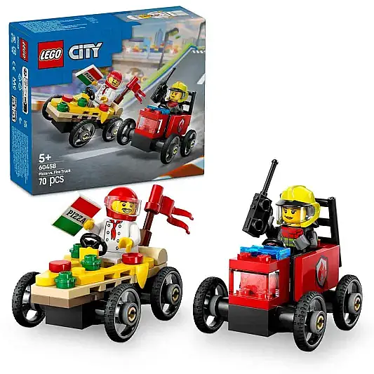 Lego City Pizza Arabası İtfaiye Kamyonuna Karşı Yarış Arabası Paketi 60458 - 14