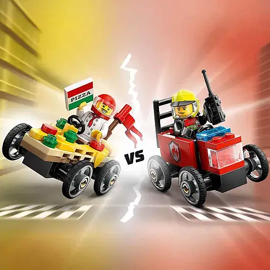 Lego City Pizza Arabası İtfaiye Kamyonuna Karşı Yarış Arabası Paketi 60458 - 15