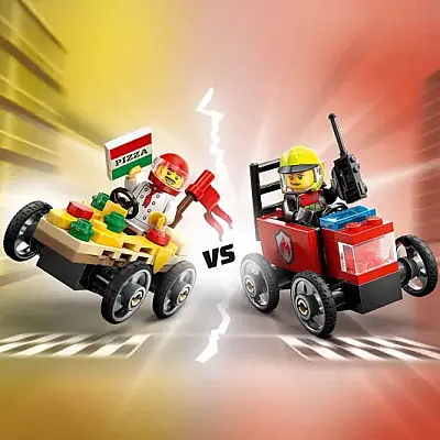 Lego City Pizza Arabası İtfaiye Kamyonuna Karşı Yarış Arabası Paketi 60458 - 16