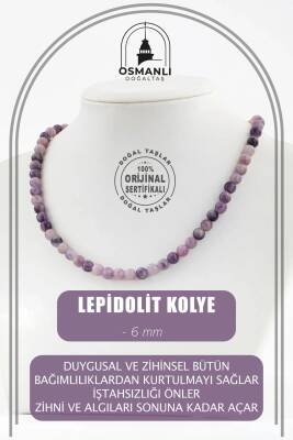 Lepidolit 6 mm Dizi Doğal Taş Kolye - 2
