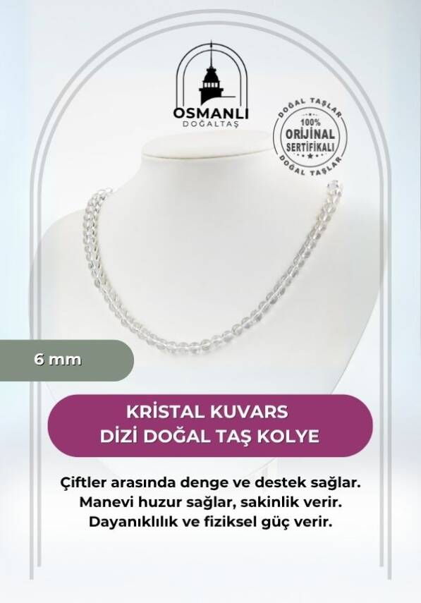 Lepidolit 6 mm Dizi Doğal Taş Kolye - 2