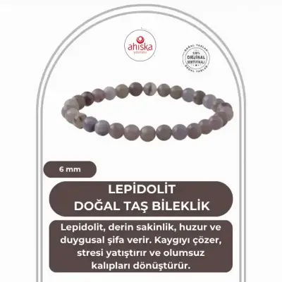 Lepidolit 6mm Doğal Taş Bileklik - 1