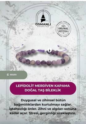 Lepidolit 6mm Merdiven Kapama Doğal Taş Bileklik - 2