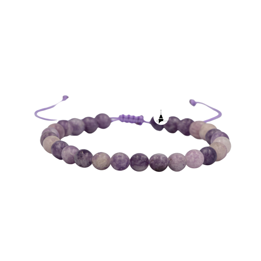 Lepidolit 6mm Merdiven Kapama Doğal Taş Bileklik - 1