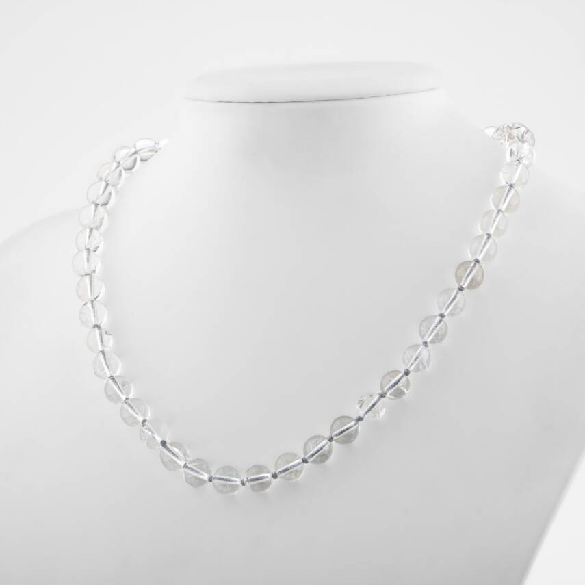 Lepidolit 8 mm Düğümlü Doğal Taş Kolye - 2