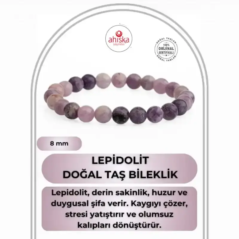Lepidolit 8mm Doğal Taş Bileklik - 1