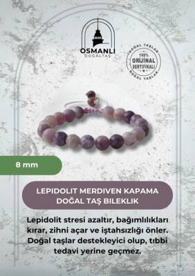 Lepidolit 8mm Merdiven Kapama Doğal Taş Bileklik - 2