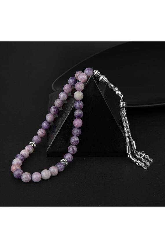 Lepidolit Doğal Taş Tesbih 33lük - 8mm - 3