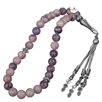 Lepidolit Doğal Taş Tesbih 33lük - 8mm - 4