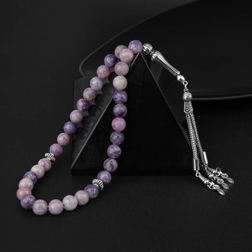 Lepidolit Doğal Taş Tesbih 33lük - 8mm - 1