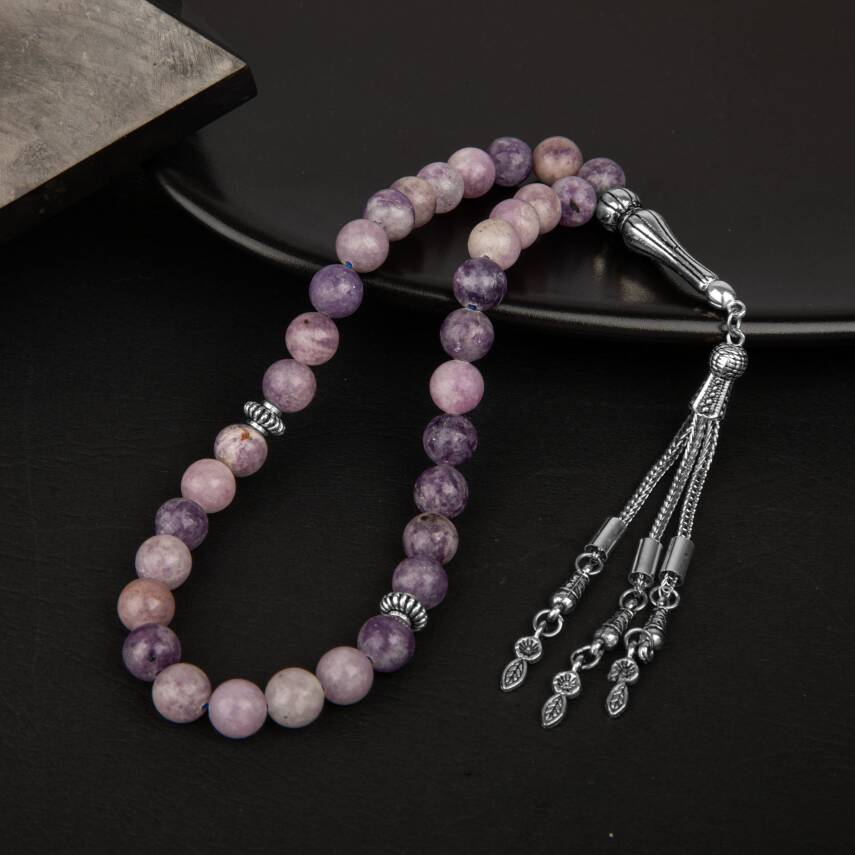 Lepidolit Doğal Taş Tesbih 33lük - 8mm - 2