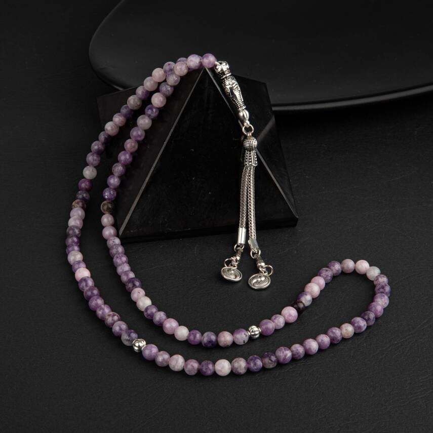 Lepidolit Doğal Taş Tesbih 99luk - 6mm - 3