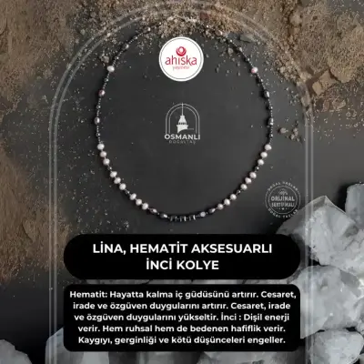 Lina, Hematit Aksesuarlı İnci Kolye - Doğal Taş (1)