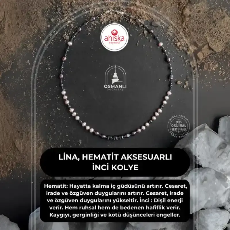 Lina, Hematit Aksesuarlı İnci Kolye - 2
