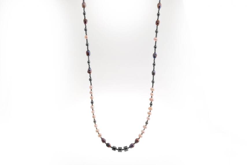 Lina, Hematit Aksesuarlı İnci Kolye - 4