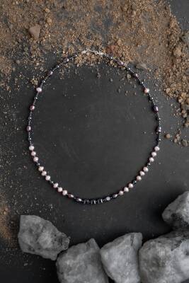 Lina, Hematit Aksesuarlı İnci Kolye - 5