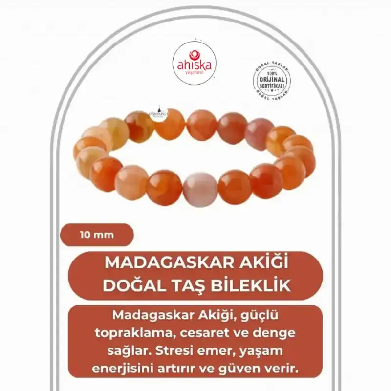 Madagaskar Akiği 10mm Doğal Taş Bileklik - 1