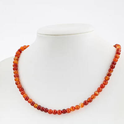 Madagaskar Akiği 6 mm Düğümlü Doğal Taş Kolye - Osmanlı Doğaltaş