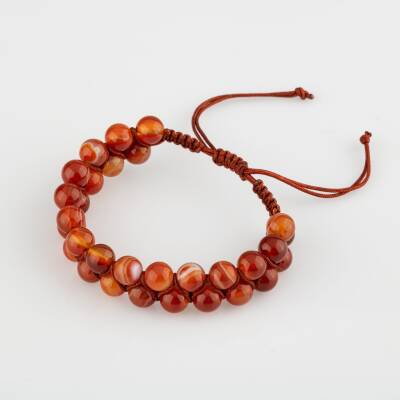 Madagaskar Akiği 8mm Çift Sıra Makrome Doğal Taş Bileklik - Osmanlı Doğaltaş