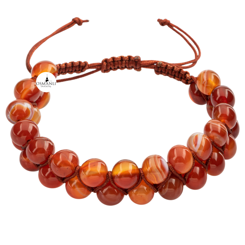 Madagaskar Akiği 8mm Çift Sıra Makrome Doğal Taş Bileklik - 2