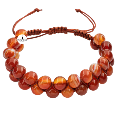 Madagaskar Akiği 8mm Çift Sıra Makrome Doğal Taş Bileklik - 4