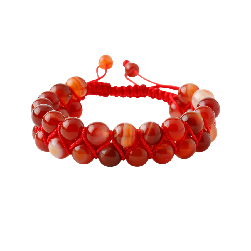 Madagaskar Akiği 8mm Çift Sıra Makrome Doğal Taş Bileklik - 5