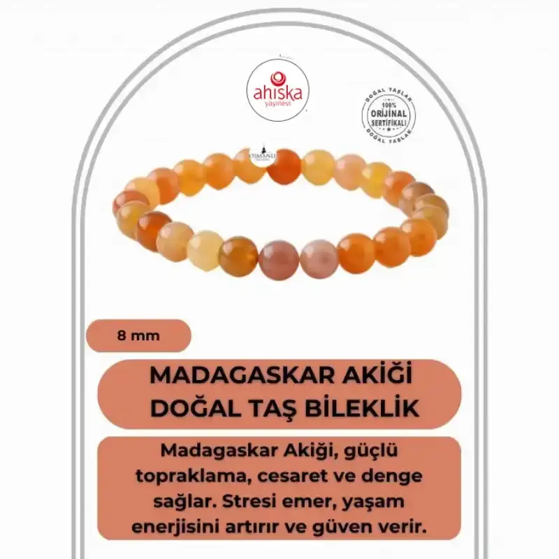 Madagaskar Akiği 8mm Doğal Taş Bileklik - 1
