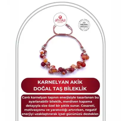 Madagaskar Akik Doğal Taş Merdiven Kapama Ayarlanabilir Bileklik - 1