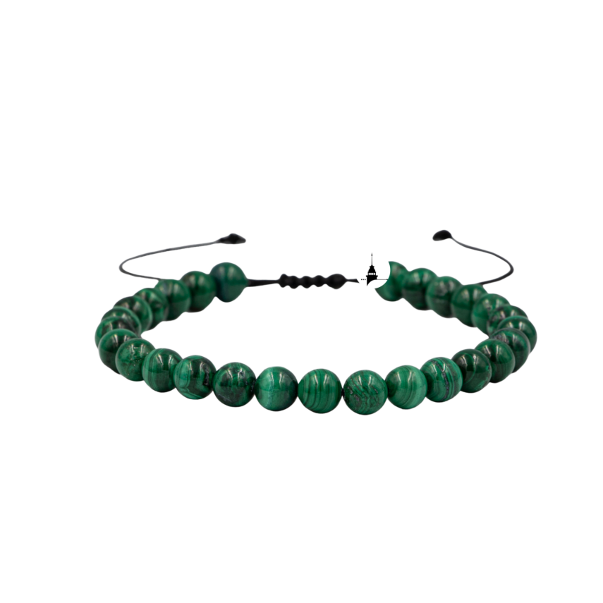 Malakit 6mm Merdiven Kapama Doğal Taş Bileklik - 1