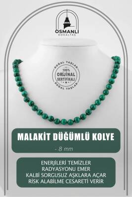 Malakit 8 mm Düğümlü Doğal Taş Kolye - 2