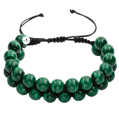 Malakit 8mm Çift Sıra Makrome Doğal Taş Bileklik - 2