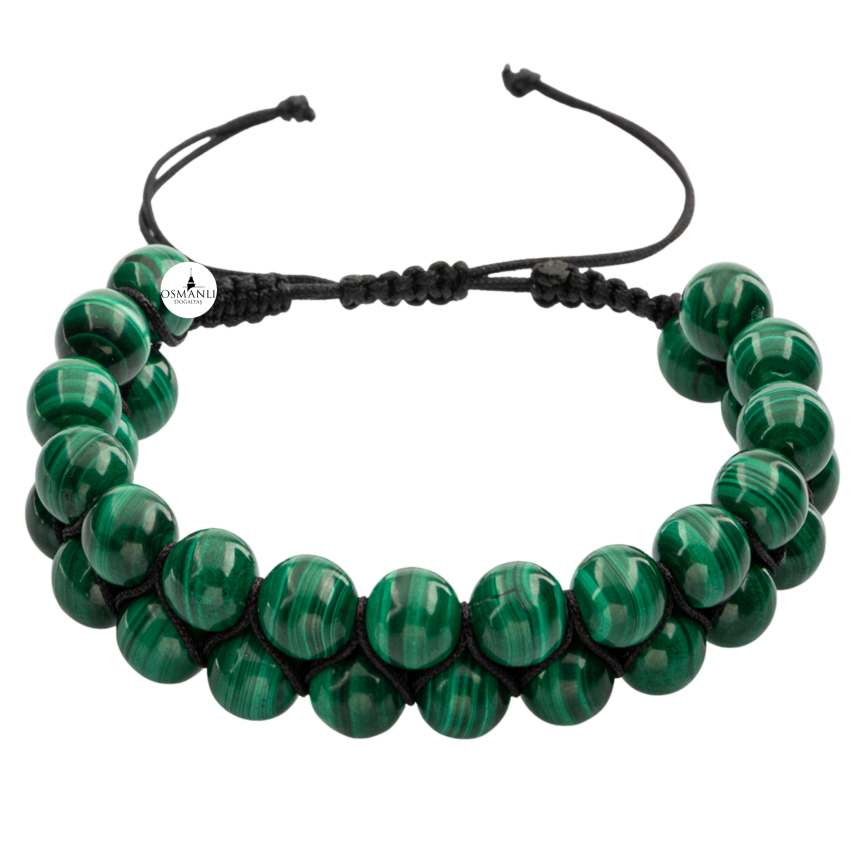 Malakit 8mm Çift Sıra Makrome Doğal Taş Bileklik - 2