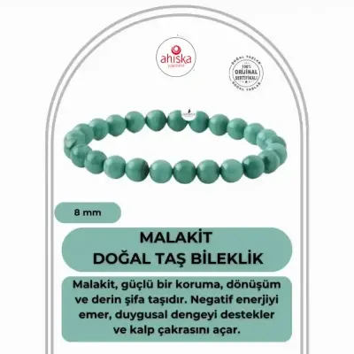 Malakit 8mm Doğal Taş Bileklik - 1