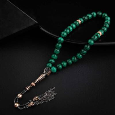 Malakit Doğal Taş 8mm Gümüş Tesbih - 2