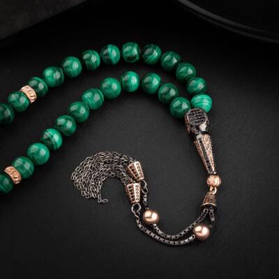 Malakit Doğal Taş 8mm Gümüş Tesbih - 3