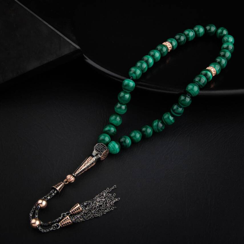 Malakit Doğal Taş 8mm Gümüş Tesbih - 1