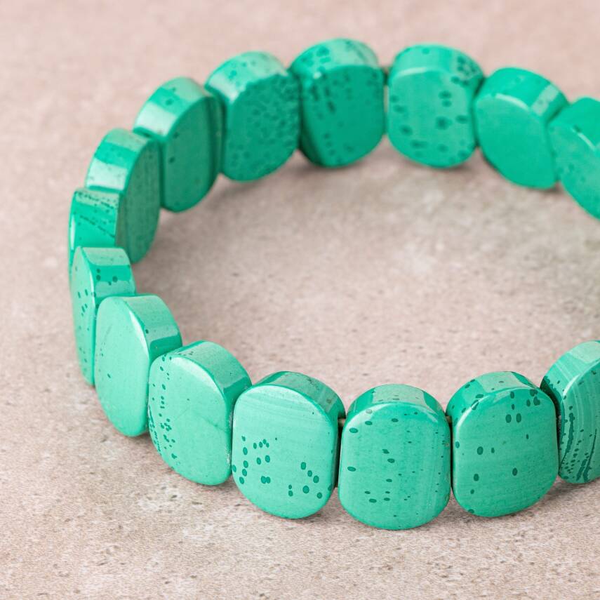 Malakit Doğal Taş Geniş Kesim Bileklik - 5